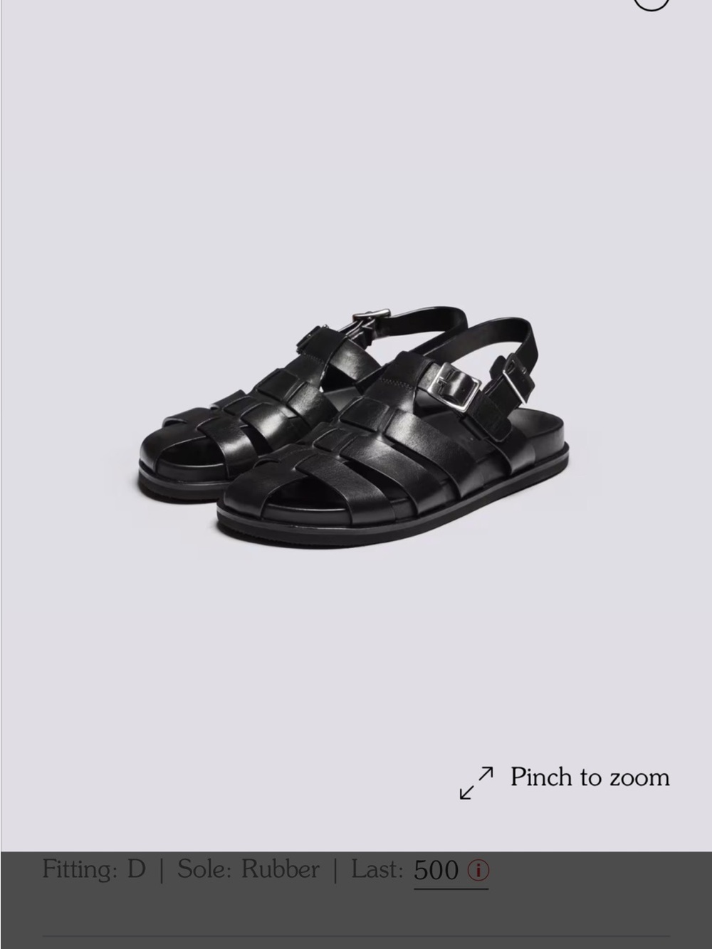 Grenson Black Leather Fisherman Sandals with Buckle- NEW 7.5 US